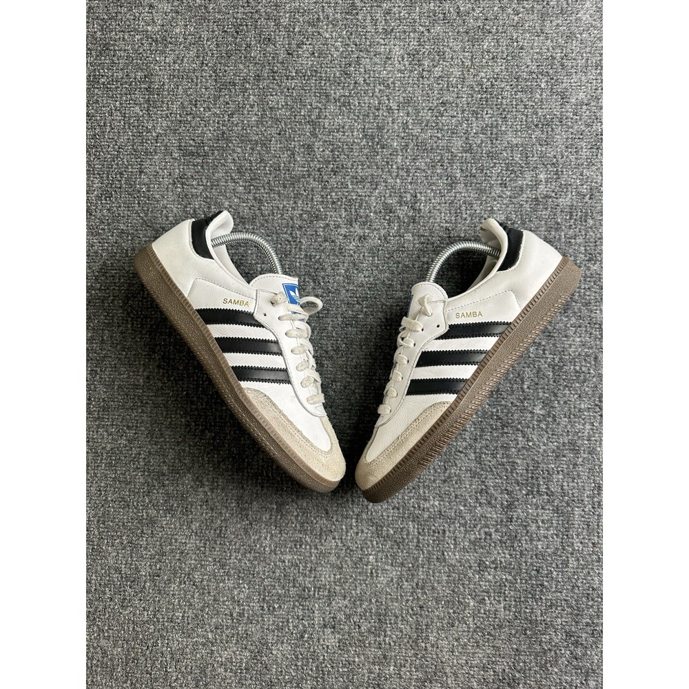 Women's adidas Samba OG White Black Gum Leather Sneakers, Size US 9.5